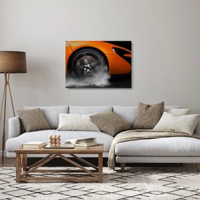 Sklenený obraz - Oranžový športiak (70x50 cm)