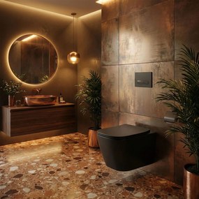 Rea Julio, závesná WC misa Rimless 510x345x315 mm, čierna matná, REA-C6550