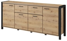 Komoda Armin Typ 25 (dub taurus + matná čierna). Akcia -18%. Vlastná spoľahlivá doprava až k Vám domov. 1044565