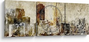 Obraz - Umelecky stvárnené mesto (s hodinami) (90x30 cm)