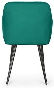 Sada dvoch jedálenských stoličiek LUXANO zamatové, zelené / čierne nohy (2 ks)