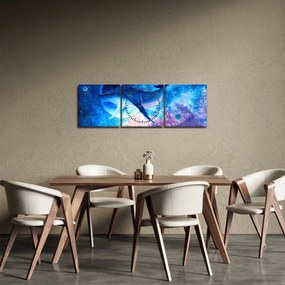 Obraz - Vesmírna veľryba (s hodinami) (90x30 cm)
