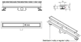 Sprchový žľab NEO classic 30-120 cm