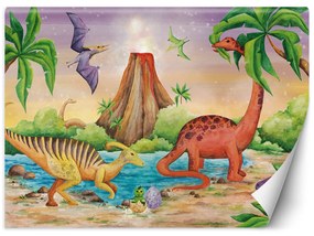 Gario Fototapeta Farebné dinosaury pri jazere Materiál: Vliesová, Rozmery: 200 x 140 cm