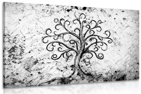Obraz symbol stromu života v čiernobielom prevedení