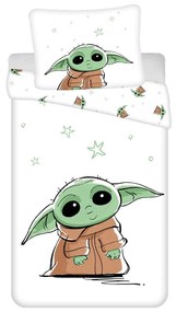 Bavlnené detské obliečky na jednolôžko 140x200 cm Star Wars Baby Yoda - Jerry Fabrics