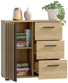 Loftová komoda 80 cm so zásuvkami a úchytkami
