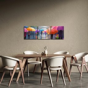 Obraz - Daždivý deň (s hodinami) (90x30 cm)