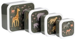 A Little Lovely Company - súprava štyroch desiatových škatuliek - zvieratá zo savany