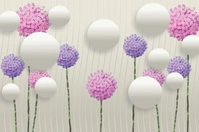 Samolepiaca tapeta farebné kvety s abstraktnými prvkami