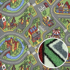 Vopi, Detský metrážny koberec Hravé mesto - neúčtujeme odrezky z role, na mieru, šíře 1,33m,1m,2m,3m,4m,na mieru, neúčtujeme odrezky, viacfarebná, filc, detská izba