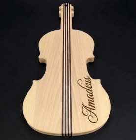 AMADEA Drevená doštička v tvare huslí, masívne drevo, 40x18x2 cm