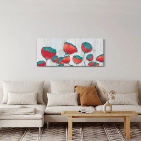 Obraz - Vlčie maky - petrolej (120x50 cm)