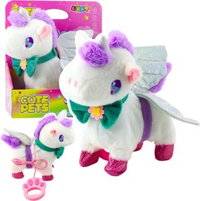 LEAN Toys Interaktívny jednorožec na vodítku – chodí, zvuky galopu, odnímateľné krídla