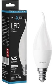 Mexen Nova, LED žiarovka plameň E14, C37, 5W, Teplá - 3000K, 525 lm - L106-E14-0530-01