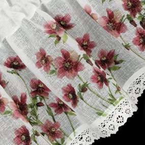 Dekorstudio Kuchynská záclonka ISA zdobená kvetinovou potlačou a čipkou 150 x 30 cm