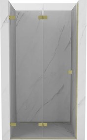 Mexen, Mexen Lunar-F skladacie ľavé sprchové dvere 80 cm, transparentné, brúsené zlaté - 836-080-000-55-00-L