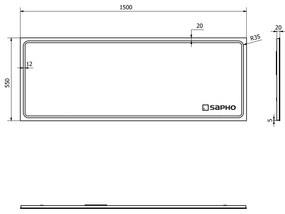 Sapho Sapho, GEMINI LED podsvietené zrkadlo 1500x550mm, GM150