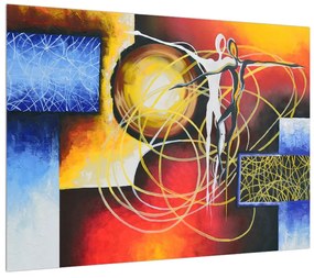 Abstraktný obraz - maľba tanečníkov (70x50 cm)