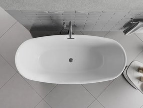 Mexen Luvo Slim, voľne stojaca vaňa 170 × 75 cm, biela-čierna, grafitový prepad, 52801707575-95