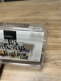 VILDE 2. akosť - Krabička na čaje, organizér so 6 priehradkami, transparentný TEA