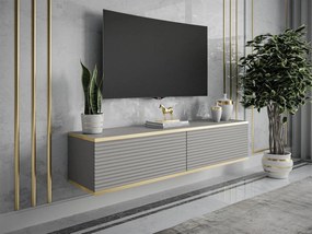 TV STOLÍK DION 2 ŠEDÝ + ZLATÝ 135 cm