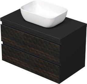 Kúpeľňová skrinka s krycou doskou SAT Cube Way 80x47,5x46 cm hnedá mat CUBE3D46802ZHKD