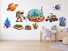 Minecraft Vesmírná zahrada s robotem arch 46 x 34 cm