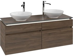 VILLEROY &amp; BOCH Legato závesná skrinka pod dve umývadlá na dosku, 4 zásuvky, s LED osvetlením, 1400 x 500 x 550 mm, Arizona Oak, B592L0VH