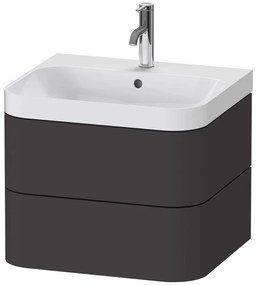 DURAVIT Happy D.2 Plus c-shaped závesná skrinka s nábytkovým umývadlom s otvorom, 2 zásuvky, 575 x 490 x 480 mm, grafit super matná, HP4345O8080