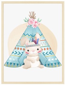 Boho Animals - zajko s teepee - obraz do detskej izby Bez rámu  | Dolope