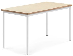 Stôl SONITUS, 1400x700x720 mm, linoleum - béžová, biela