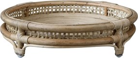 Prírodný ratanový okrúhly podnos na nôžkach French - Ø 36*9 cm
