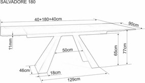 Jídelní rozkládací stůl Salvadore 180/260 cm antracitový