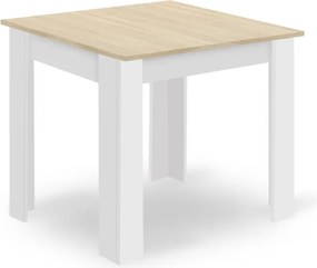 Jedálenský stôl NP biely / dub sonoma so štyrmi stoličkami WAT biele / hnedé