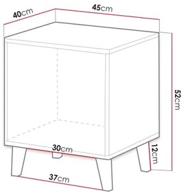 SADA 2x Nočný stolík VAMOS 52x45 cm antracit