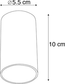 Sada 4 moderných prisadených bodových svetiel čierna 5,5 cm GU10 50 mm - Tuba