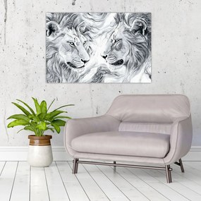 Obraz - Kreslené levie hlavy (90x60 cm)