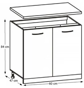 Dolná kuchynská skrinka Cyra New D-60 - dub sonoma / biela