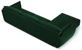 Tmavozelená zamatová rohová pohovka (ľavý roh/s leňoškou) Vanda – Mazzini Sofas