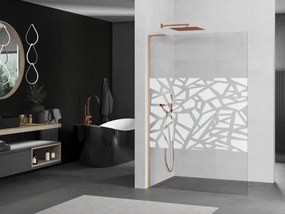 Mexen Kioto L, sprchová zástena Walk-In 100 x 200 cm, 8mm číre sklo biely vzor, medený matný profil, 800-100-103-65-85