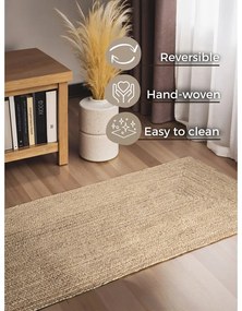 Obojstranný/ručne tkaný jutový behúň vo svetloprírodnej farbe 80x200 cm Sharmila Natural White – Hanse Home