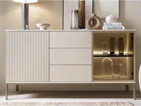 Komoda so zásuvkami Sento, kašmírovo béžová/šampaň, s osvetlením%