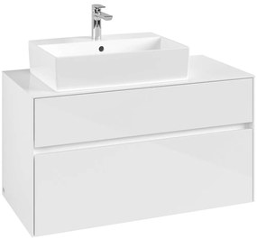 VILLEROY &amp; BOCH Collaro závesná skrinka pod umývadlo na dosku (umývadlo vľavo), 2 zásuvky, 1000 x 500 x 548 mm, Glossy White, C12600DH