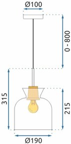 Toolight, závesné svietidlo 1xE27 APP1182-1CP A, hnedá-číra, OSW-14025