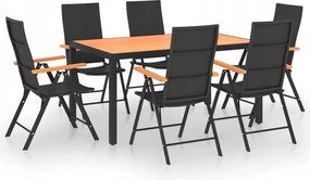 vidaXL 7-dielna sada záhradného nábytku, čierno-hnedá