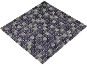Sklenená mozaika s prírodným kameňom XCM M970 30,5x32,5 cm fialová
