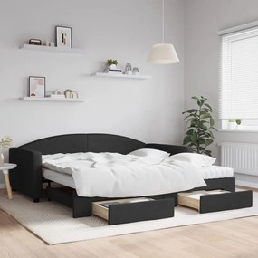 Rozkladacia denná posteľ so zásuvkami čierna 100x200 cm látka 3197249