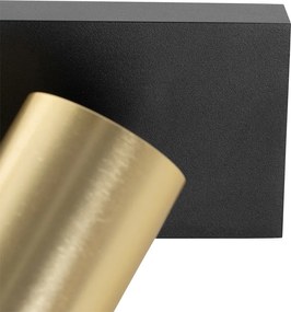 Stropné bodové svietidlo čierne so zlatom nastaviteľné 2-žiarovkové - Jeana Luxe