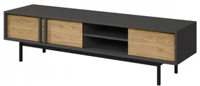 TV stolík / skrinka Wektus 3D WK09, Farby: antracit / dub olejovaný